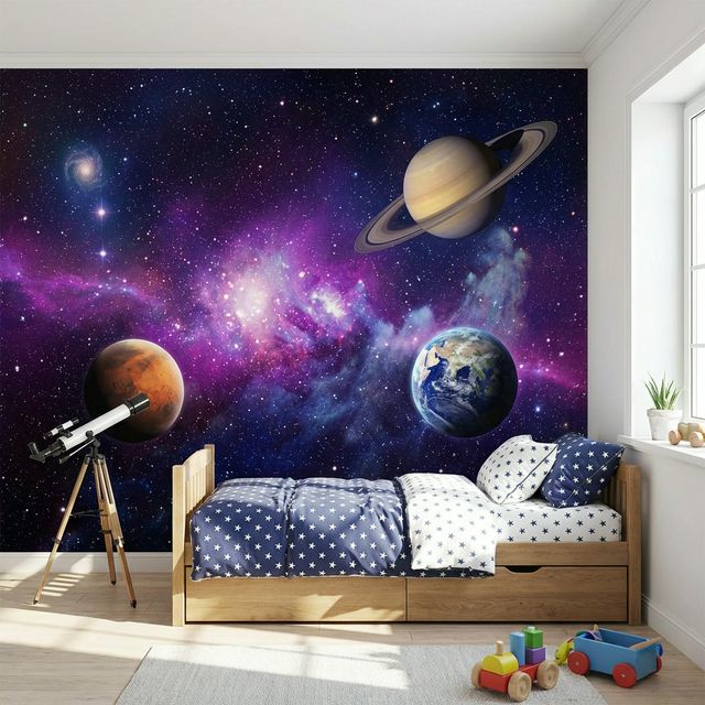 Space mural in Frisco kid's room